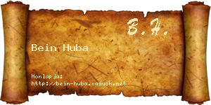 Bein Huba névjegykártya